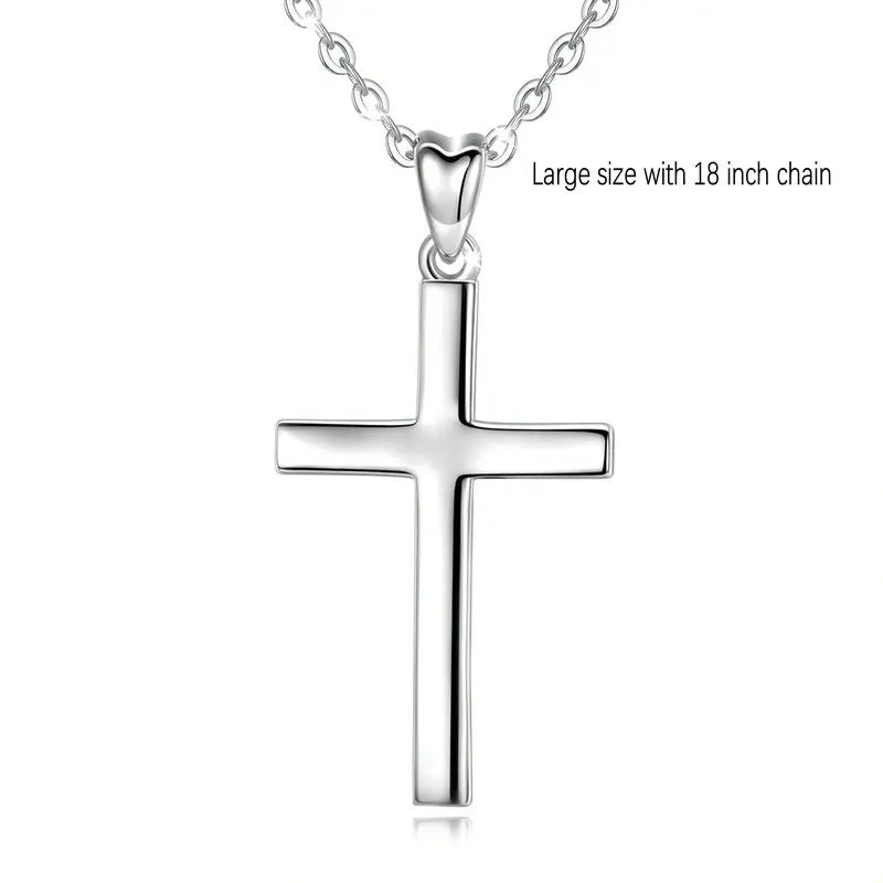 925 Sterling Silver Solid Cross Necklace Small or Large Cross Pendant Minimalist Tiny Necklaces Dainty Jewelry CYD432