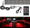 Interior Car LED Light Strip, Music Sound-Activated RGB Atmosphere Lights, Remote and APP Control, Waterproof Multicolor Car Accent Lighting