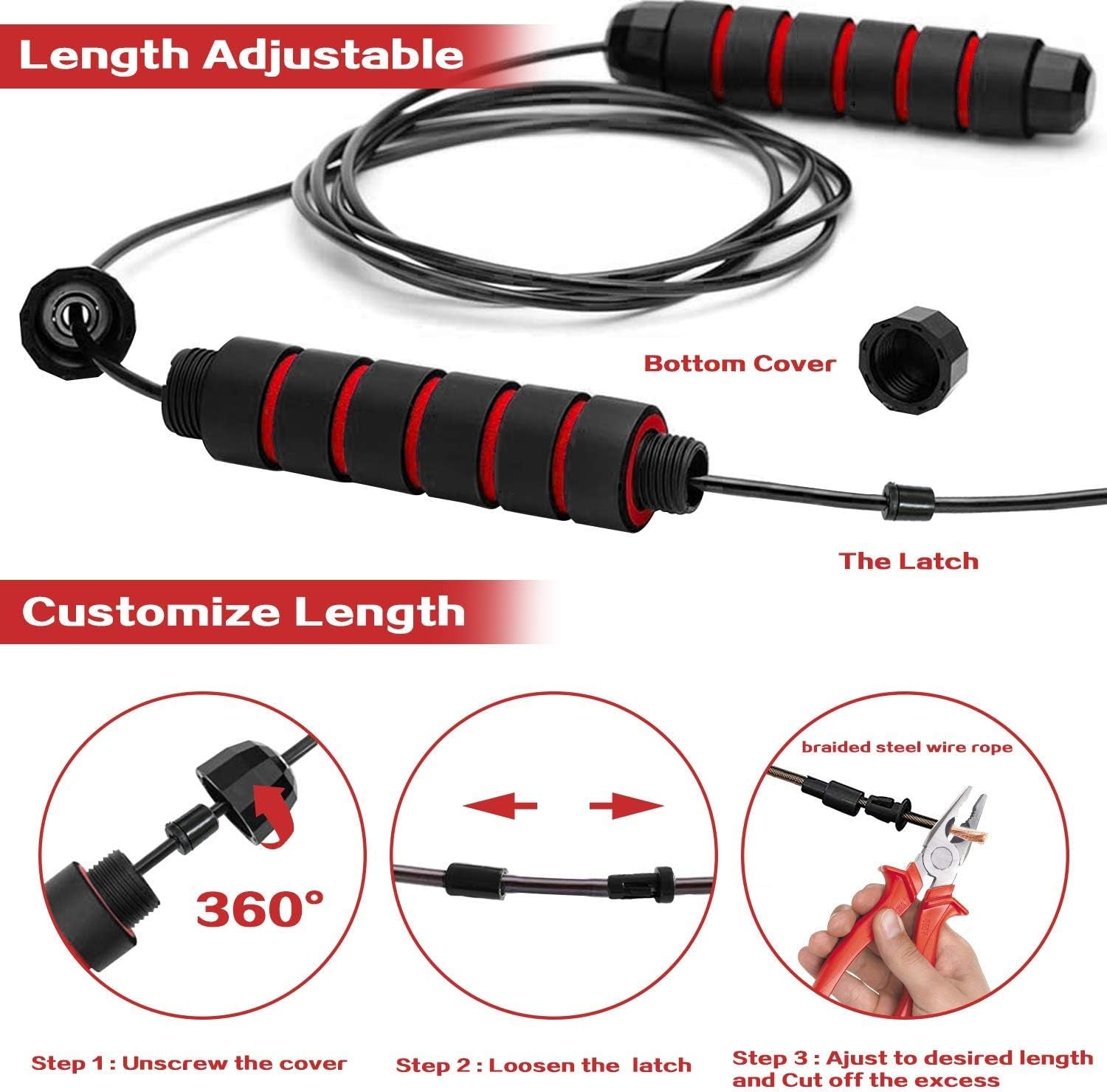 Skipping Rope - Jumping Rope Adjustable for Men Women Kids - Jump Rope for Exercise Fat Burning Workout Home or Gym Personal Training Rope